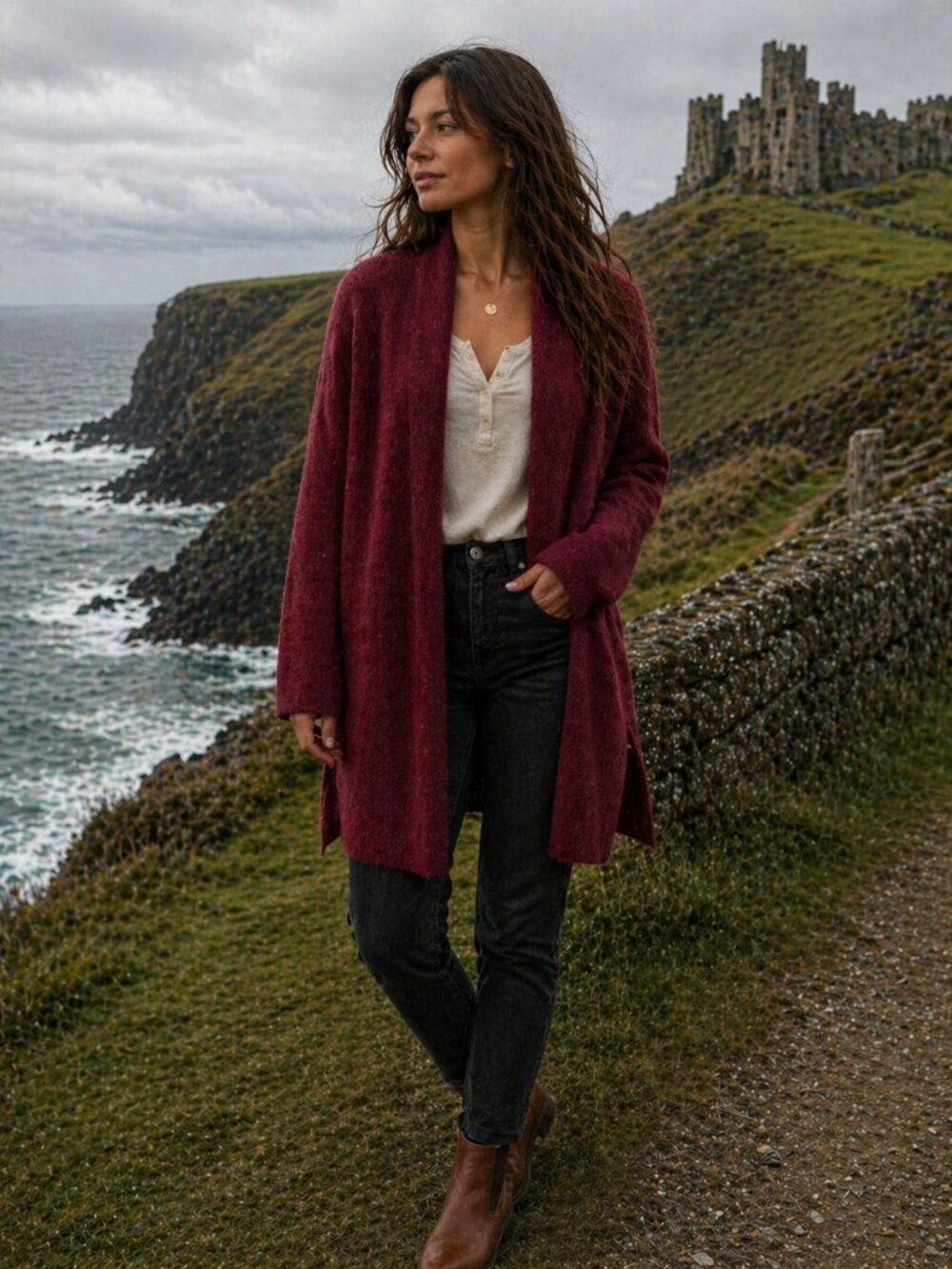 Sheep‎ by the Sea Ireland Open Front Long Sleeve Duster OS
